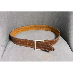 Abercrombie & Fitch Men's Leather Belt sz 30 Solid Brass buckle workwear rugged